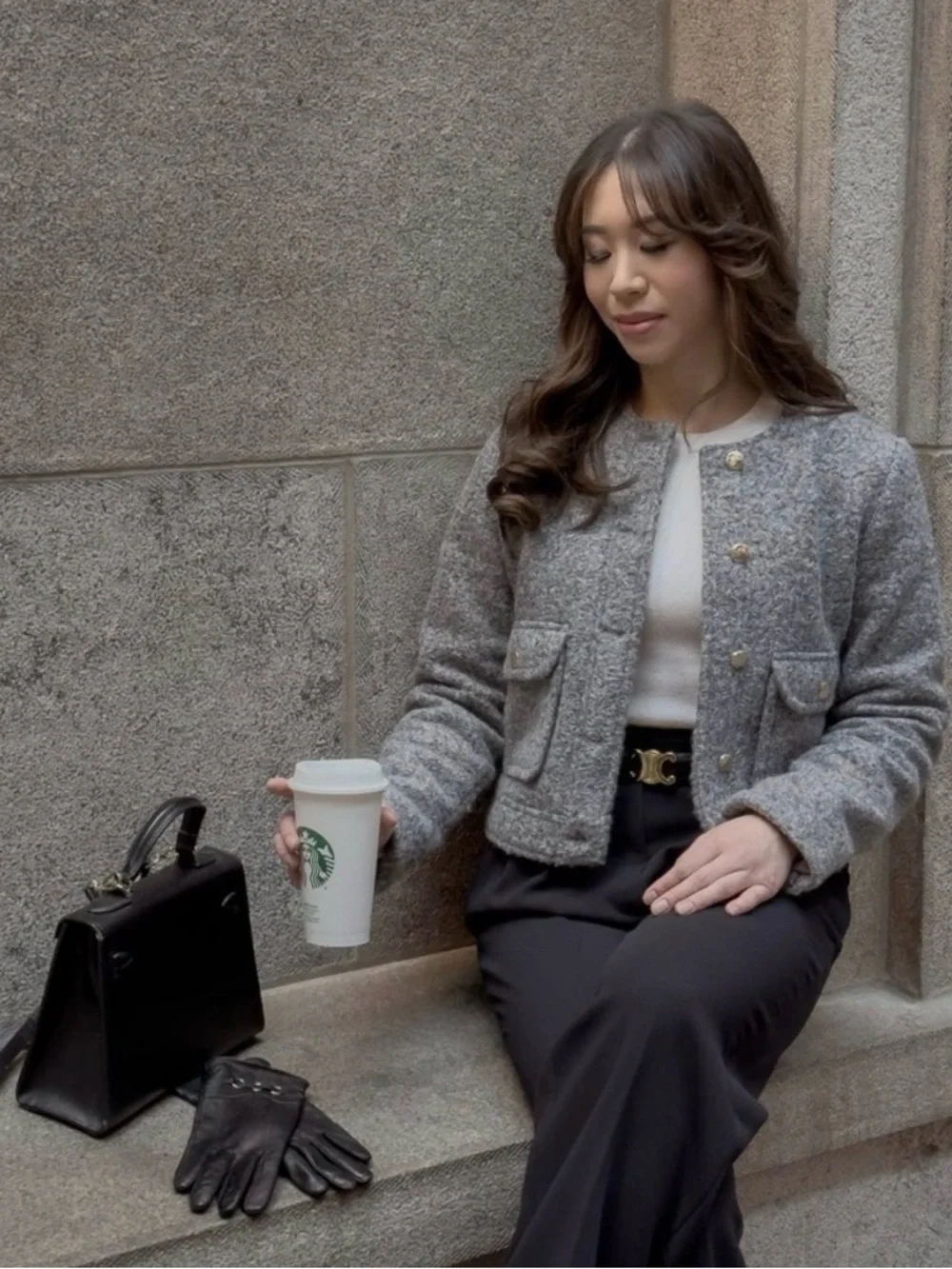 ZARA BLOGGER FAVORITE SHORT BOUCLÉ JACKET SIZE L - Picture 4 of 13